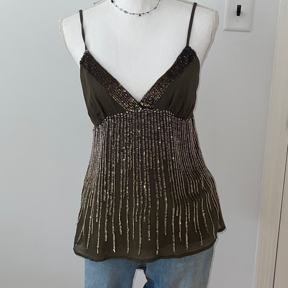 French Connection Olive Green Camisole silk